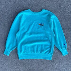 Vintage 90s Champion USA turquoise embroidered sweatshirt
